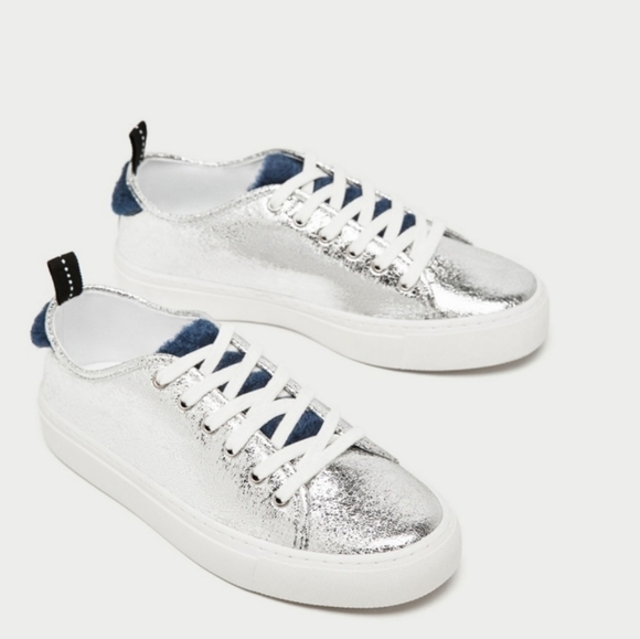 Zara Shoes - Zara Basic Collection Silver Metallic Sneakers Size -38/US 7.5
